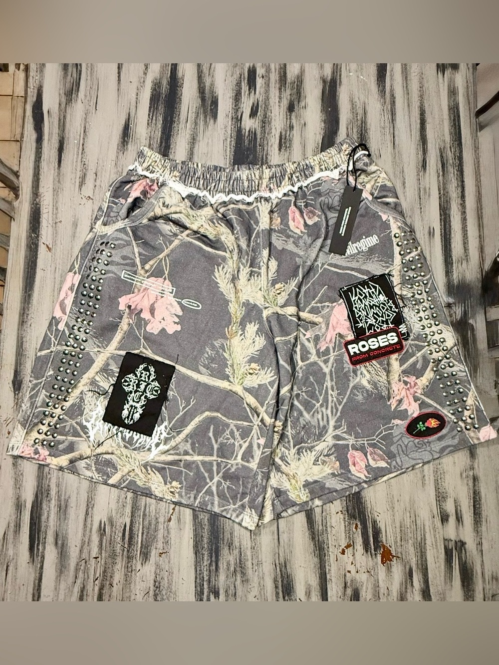 Civil Regime Studded Realtree Shorts With Pink Floral and Patchwork NWT Rare!